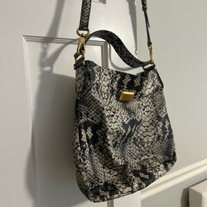 Marc Jacobs Black and Cream Snakeskin Shoulder Bag